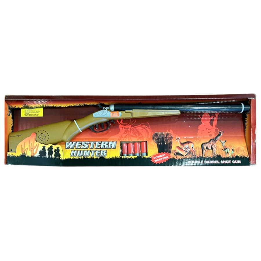 Western Hunter Double Barrel Shotgun With Shells Kids Toy