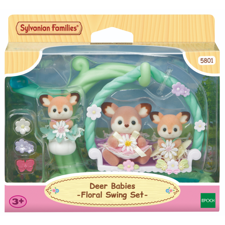 Sylvanian Families Deer Babies Floral Swing Set
