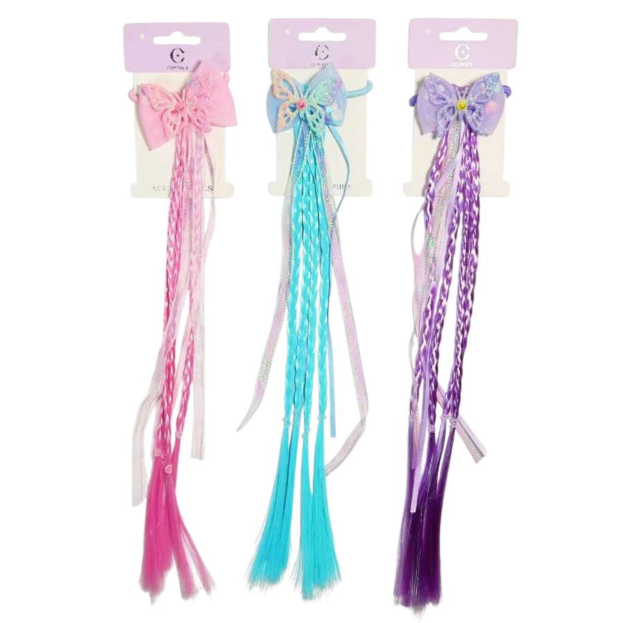 Kids Wigs Small Braids With Butterfly & Bow Assorted