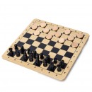 Wooden Chess & Checkers In Tin Case