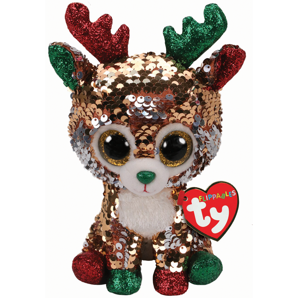 Beanie Boos Flippables Regular Plush Christmas Teegan Reindeer Teddy