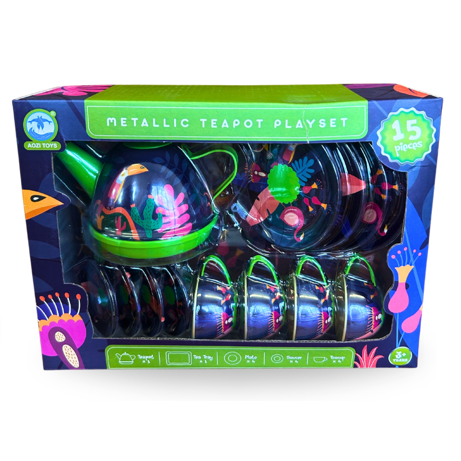 Tea Set Tin Exotic Bird Design