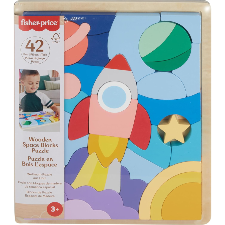 Fisher Price Wooden Space Blocks Puzzle