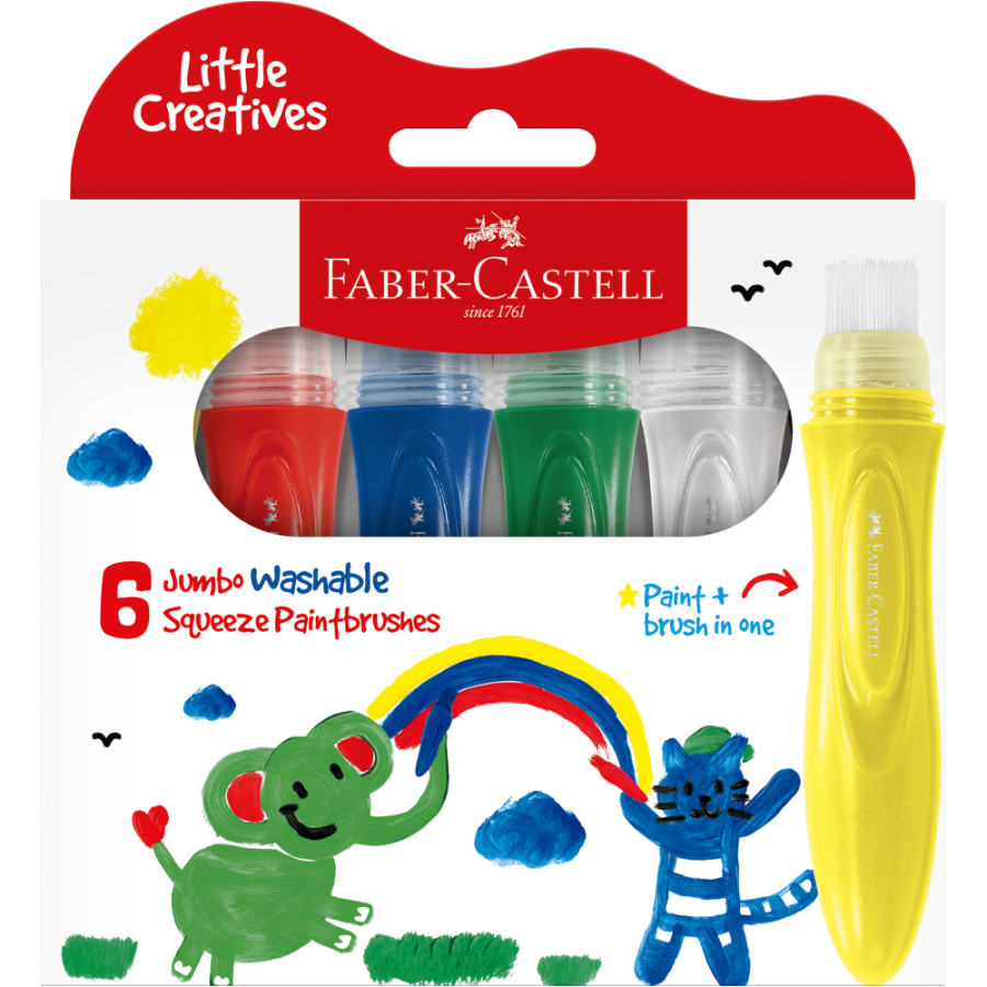 Faber Castell Little Creatives Jumbo Squeezing Paintbrush 6 Pack