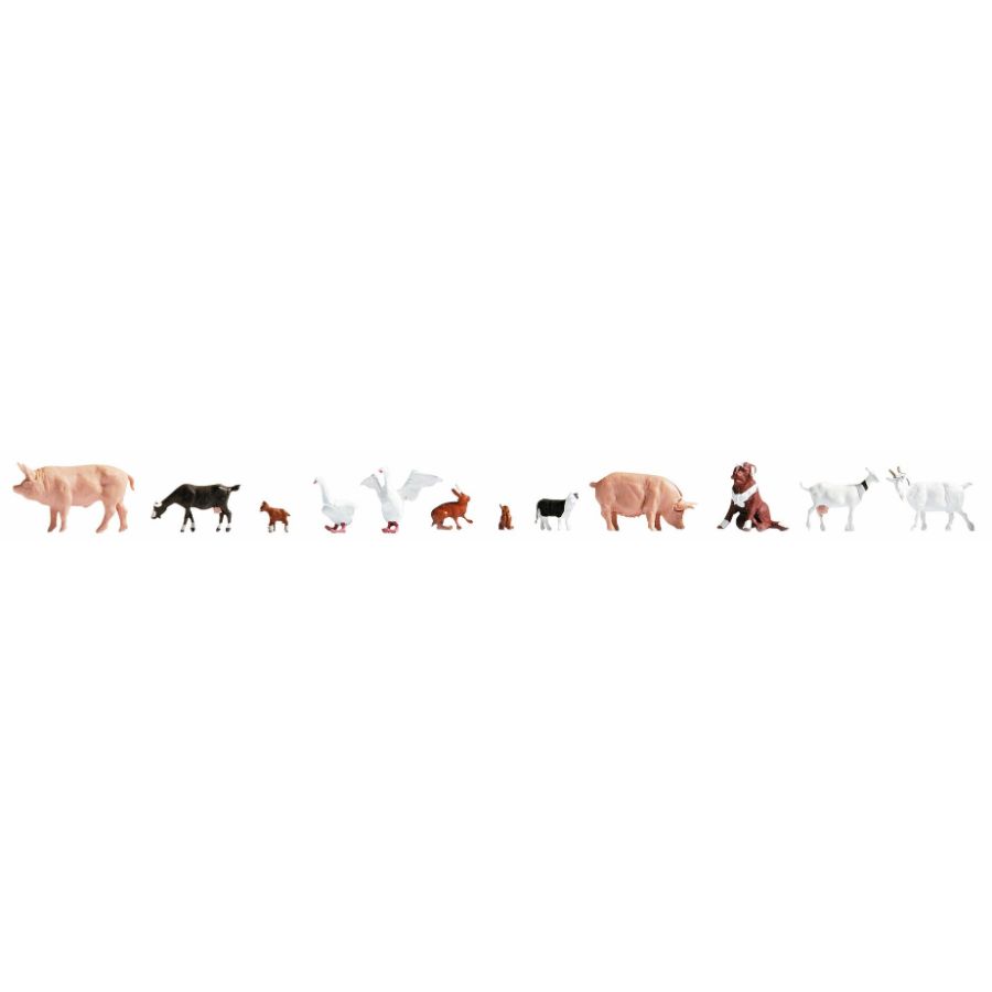 Noch Rail Buildings & People HO-OO Farm Animals 12 Pack