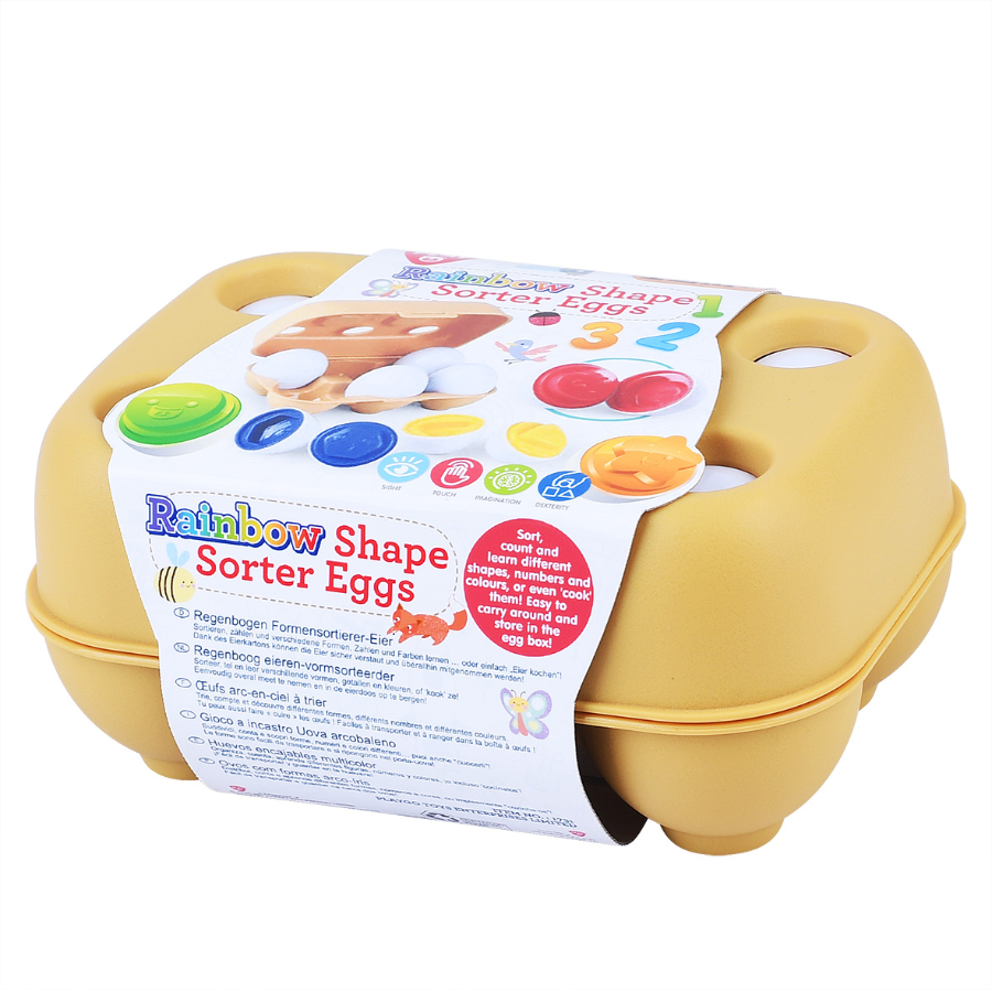 Rainbow Shape Sorter Eggs In Carton
