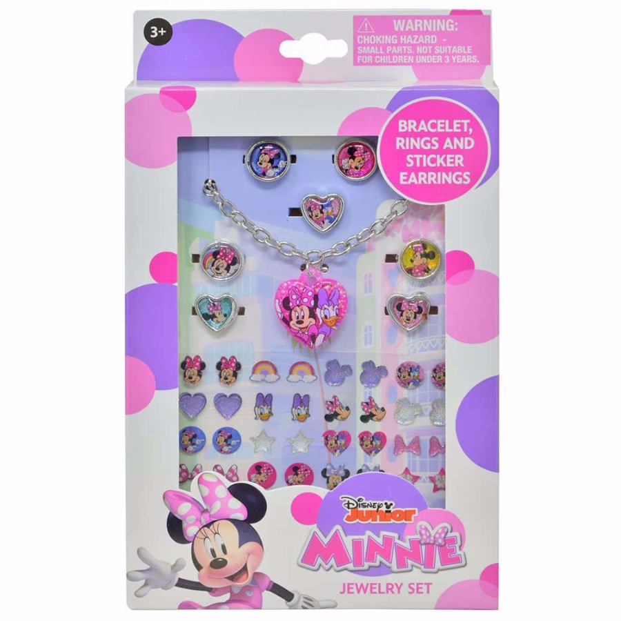 Minnie Jewelry Set With Bracelet, Charm, Rings & Sticker Earrings