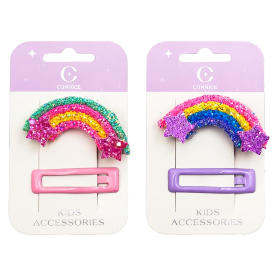 Kids Hair Clips Rainbow Star 2 Pack Assorted