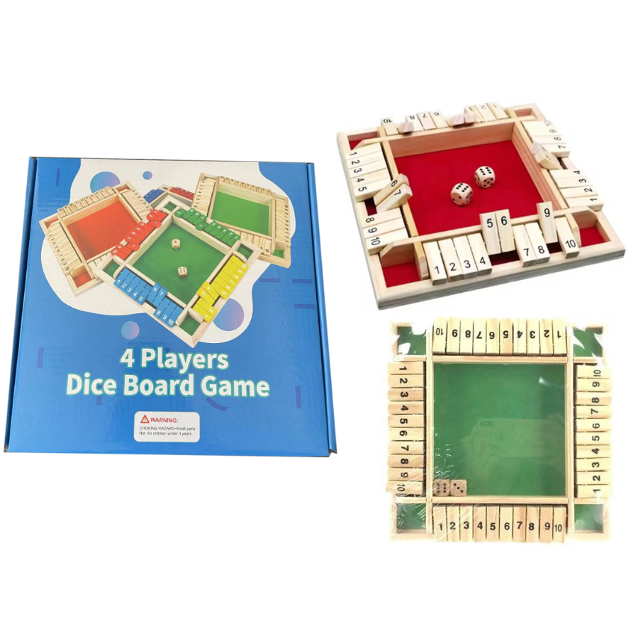 Wooden Shut The Box 4 Player Game