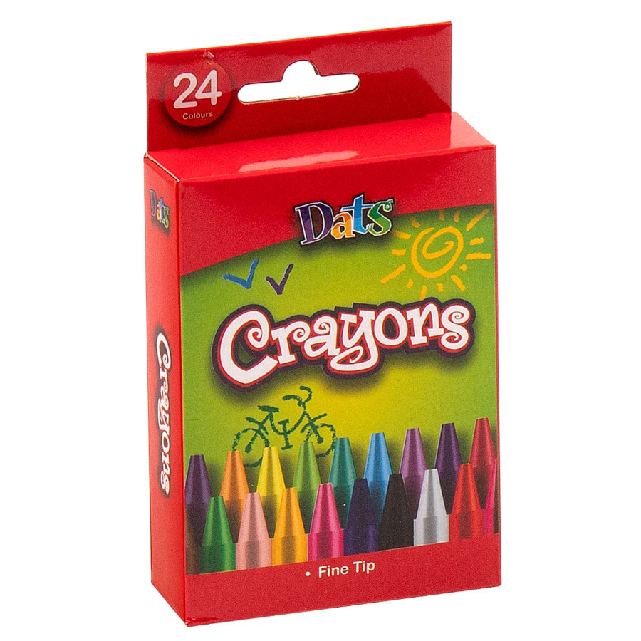 Dats Stationery Crayons Fine Tip Assorted Colours 24 Pack