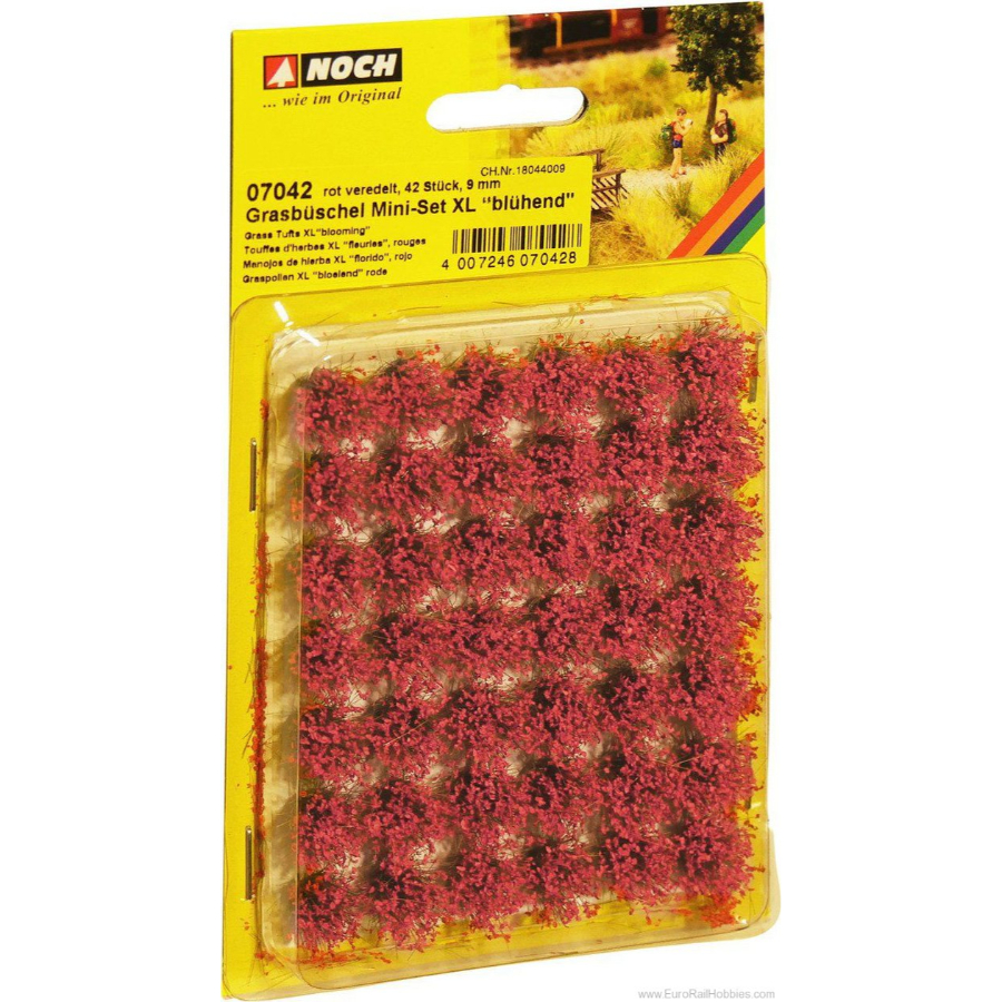 Noch Rail Scenery Grass Tufts Mini Set XL Blooming Red