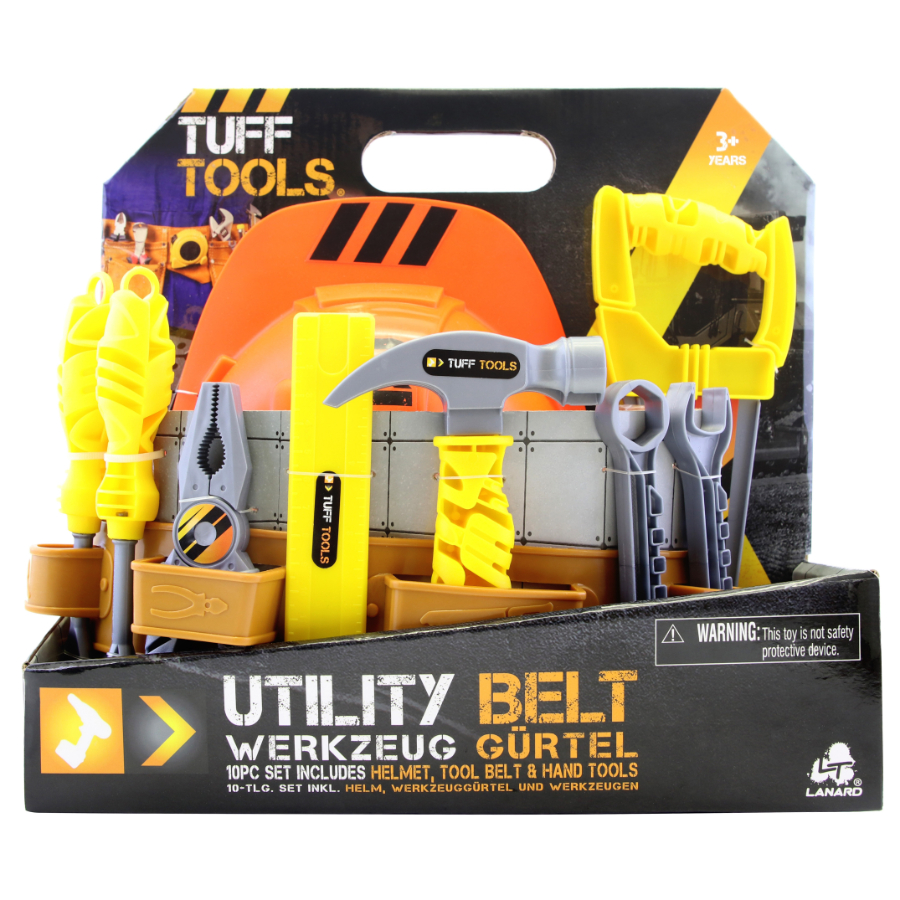 Tuff Tools Utility Tool Belt With 10 Pieces Including Hard Hat 