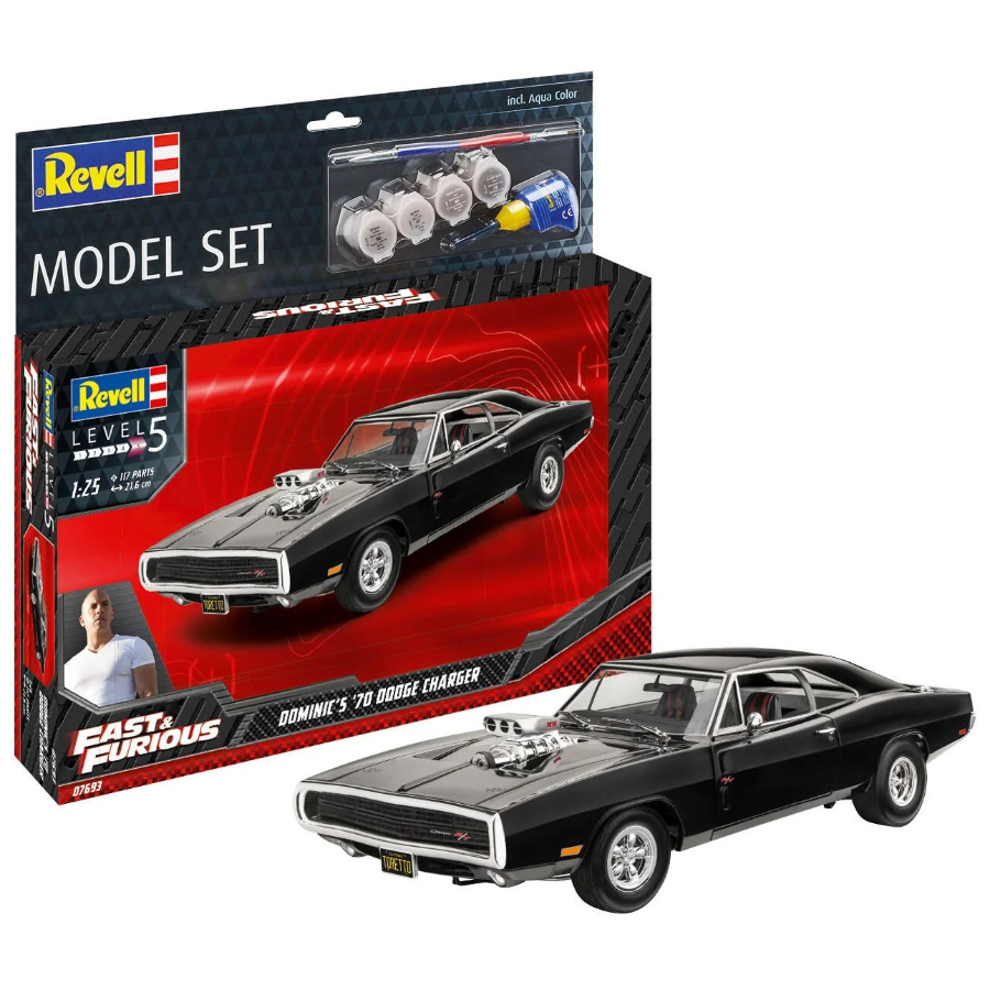 Revell Model Kit Gift Set 1:25 Fast & Furious Dominics 1970 Dodge Charger