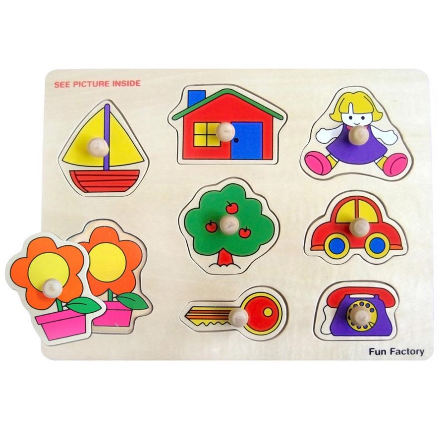 Wood Knob Puzzle House Boat