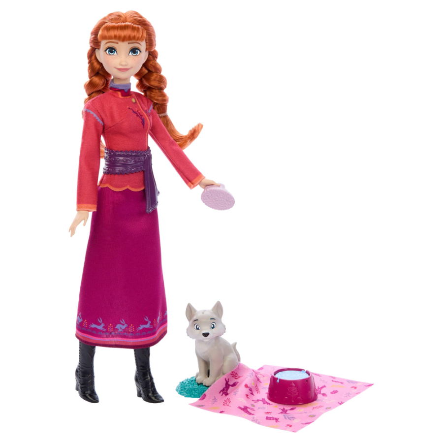 Disney Frozen Anna Doll With Baby Fox & Accessories