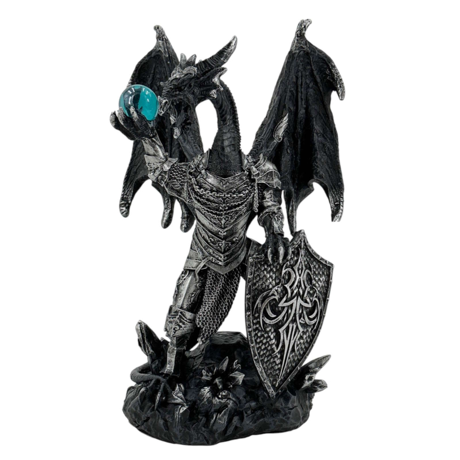 Dragon Knight In Armour Holding Orb 18cm Assorted
