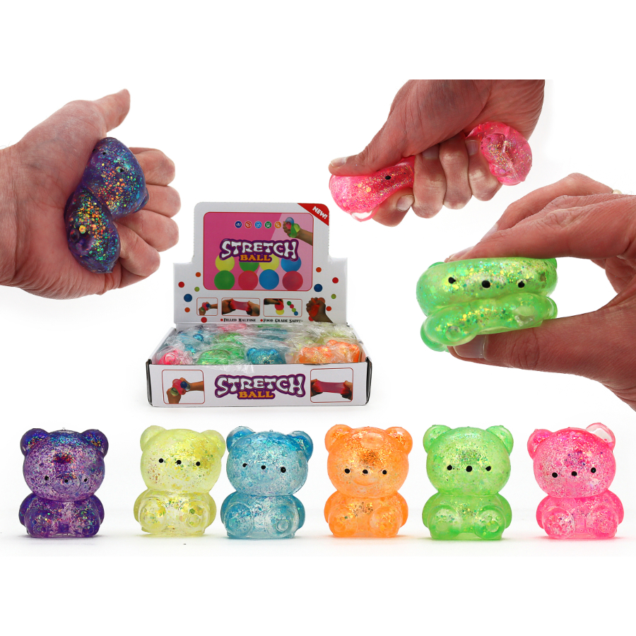 Squeeze Sugar Glitter Bear 6cm Assorted