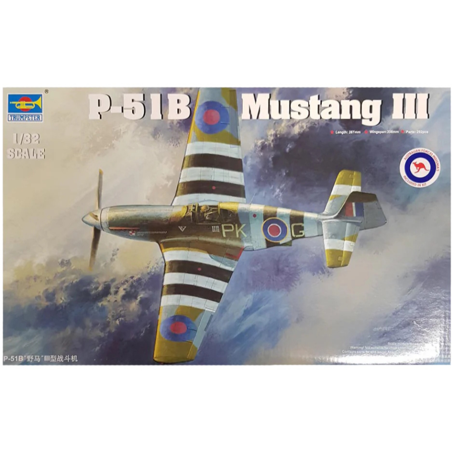 Trumpeter Model Kit 1:32 RAF Mustang III P-51BC Australian Decals