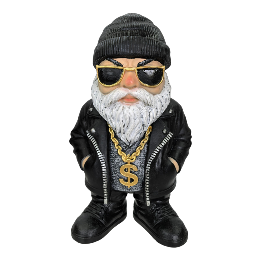 Gnome Biker Gangster With Black Beanie 29cm