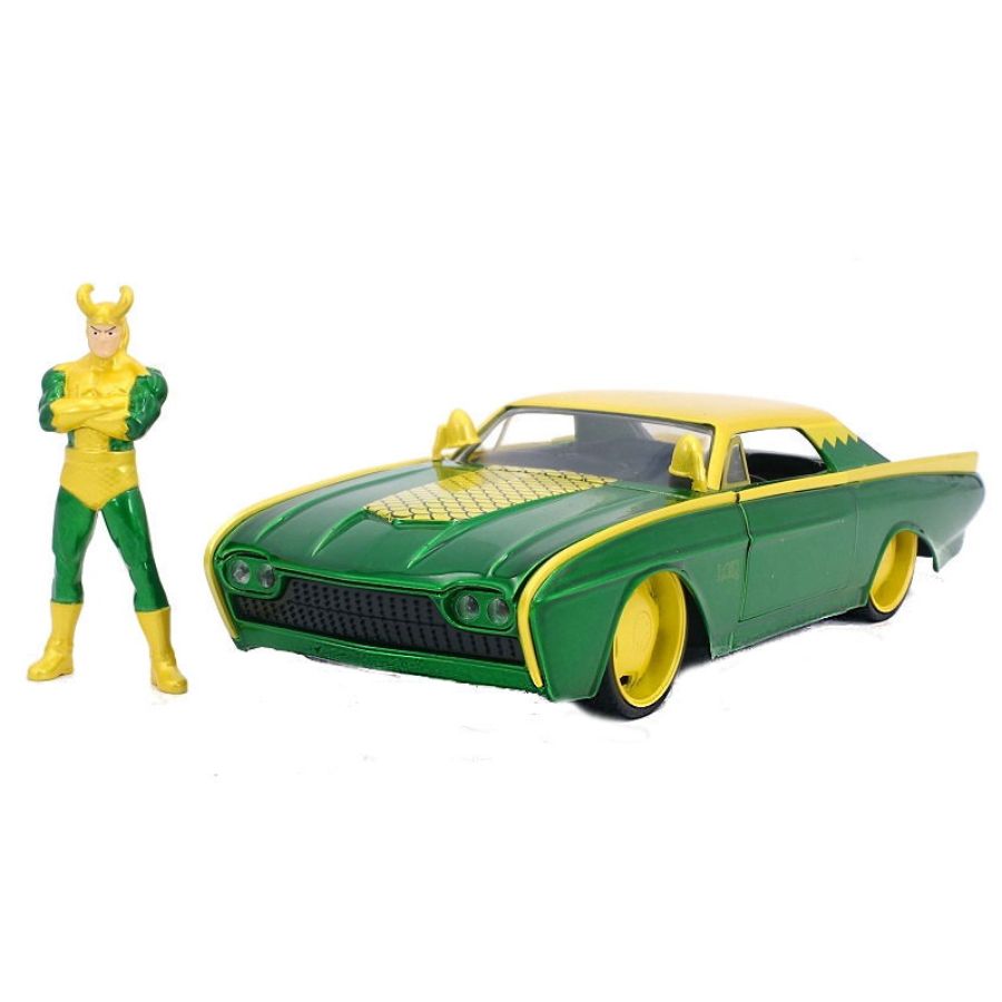 Jada Diecast 1:24 1963 Ford Thunderbird With Loki Figure