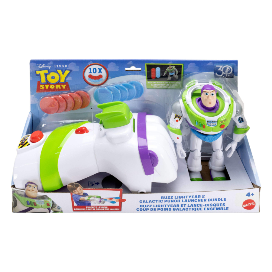 Toy Story Buzz Lightyear Figure & Role Play Disc Blaster Wrist Communicator With Light & Sound