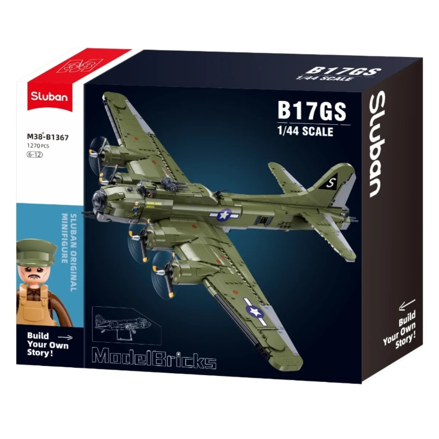 Sluban Building B-17 Flying Fortress Bomber 1:44 Scale 1270 Bricks