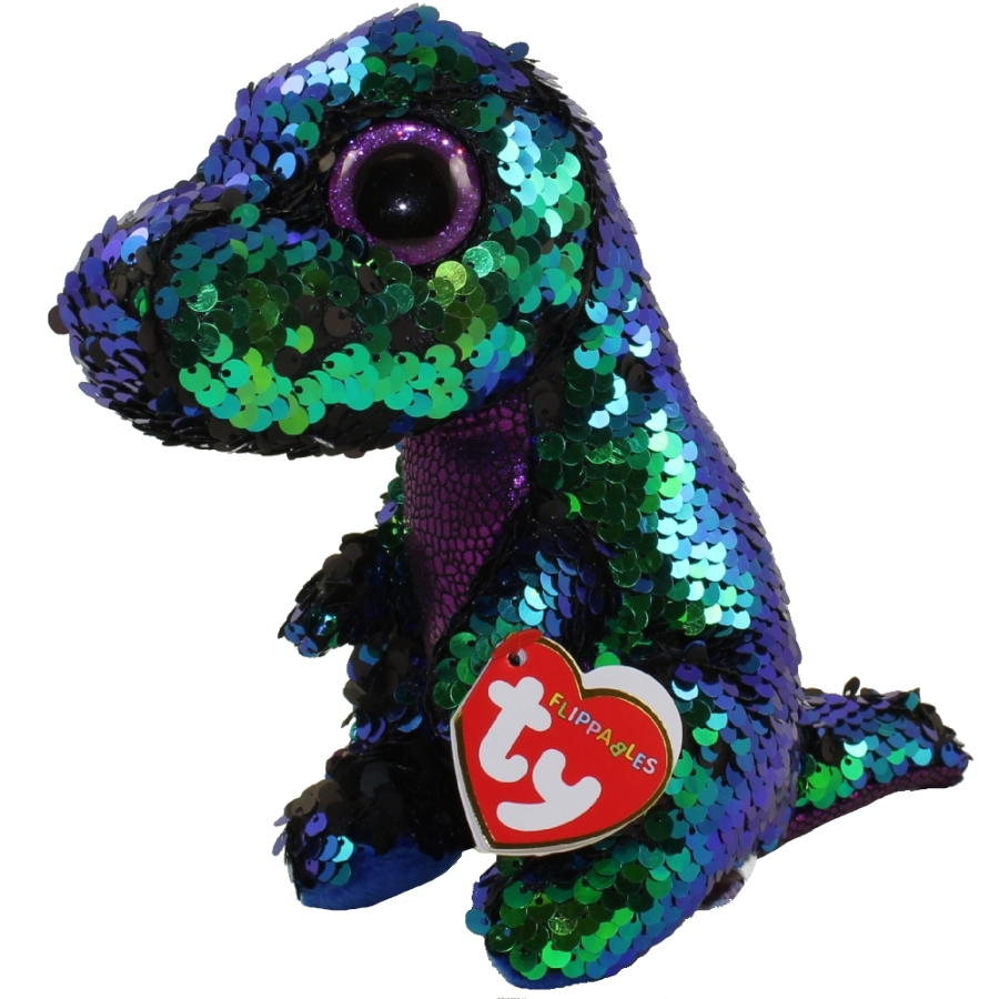 Beanie Boos Flippables Regular Plush Crunch Green Purple Dinosaur