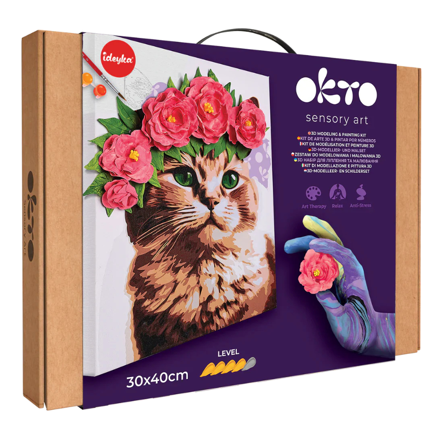 Okto Sensory Clay Art & Painting Set Cat In A Flower Crown