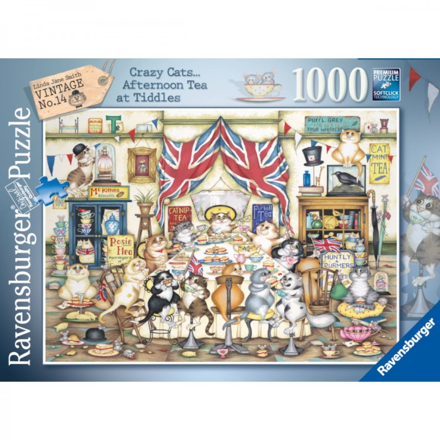 Ravensburger Puzzle 1000 Piece CrazyCats Afternoon Tea Tiddles