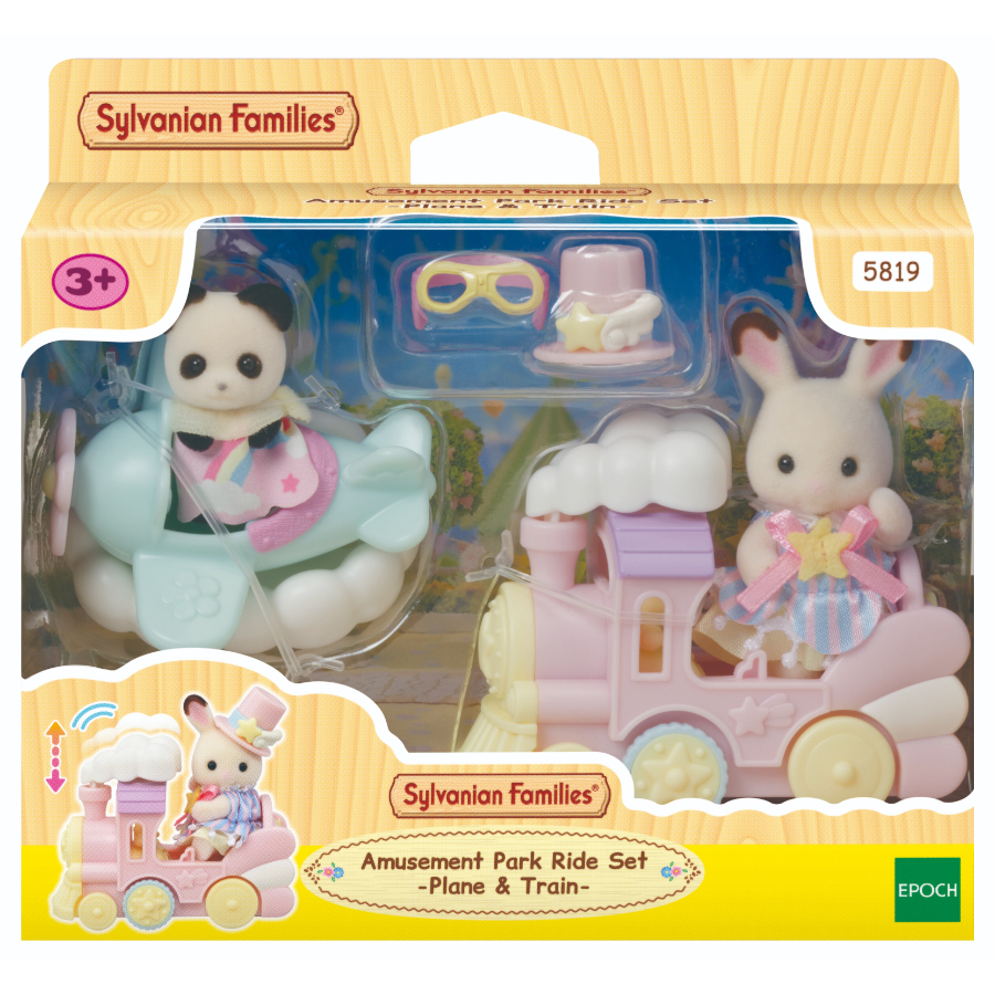 Sylvanian Families Amusement Park Ride Set Plane & Train
