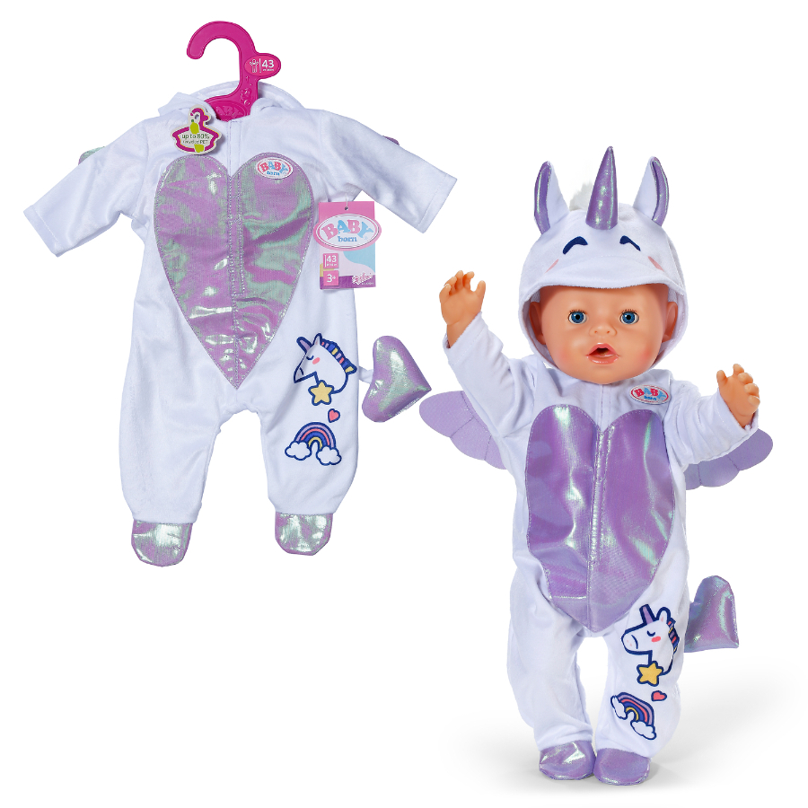 Baby Born Unicorn Onesie Outfit For 43cm Doll