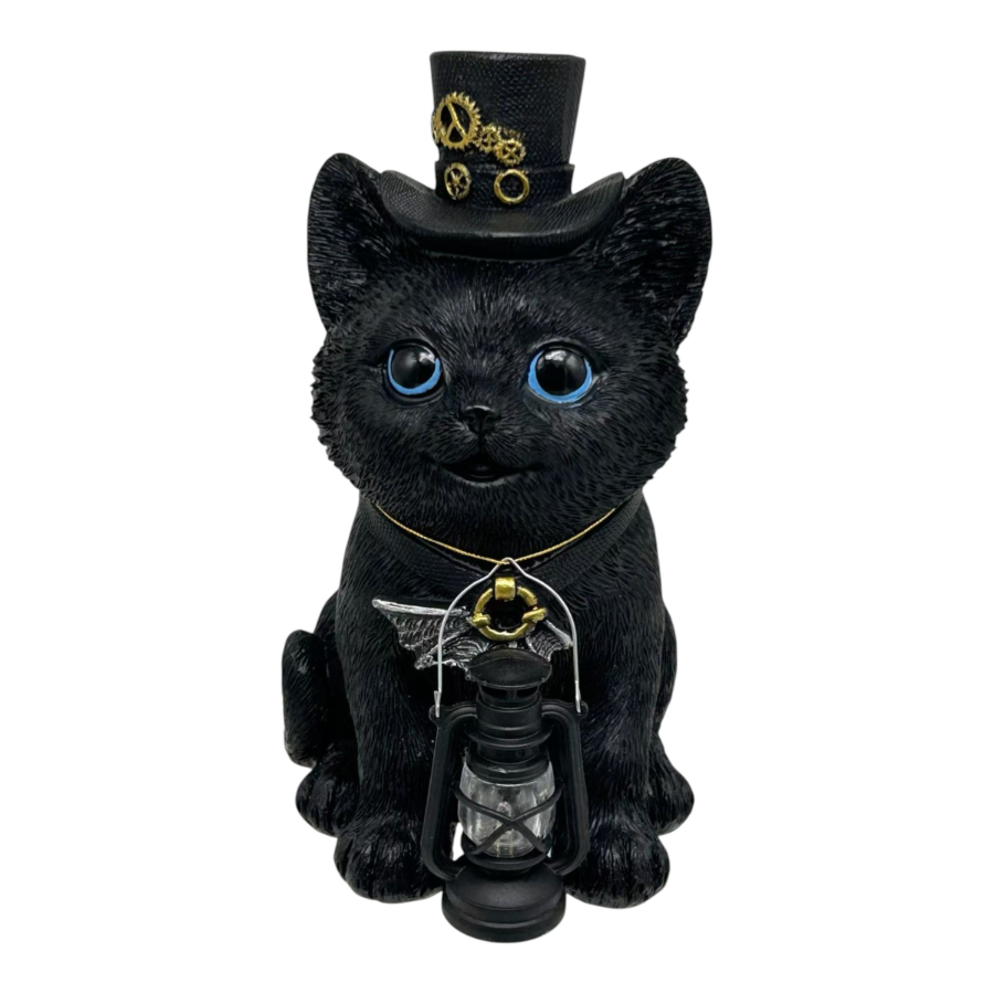 Witch Cat With Light Up Lantern