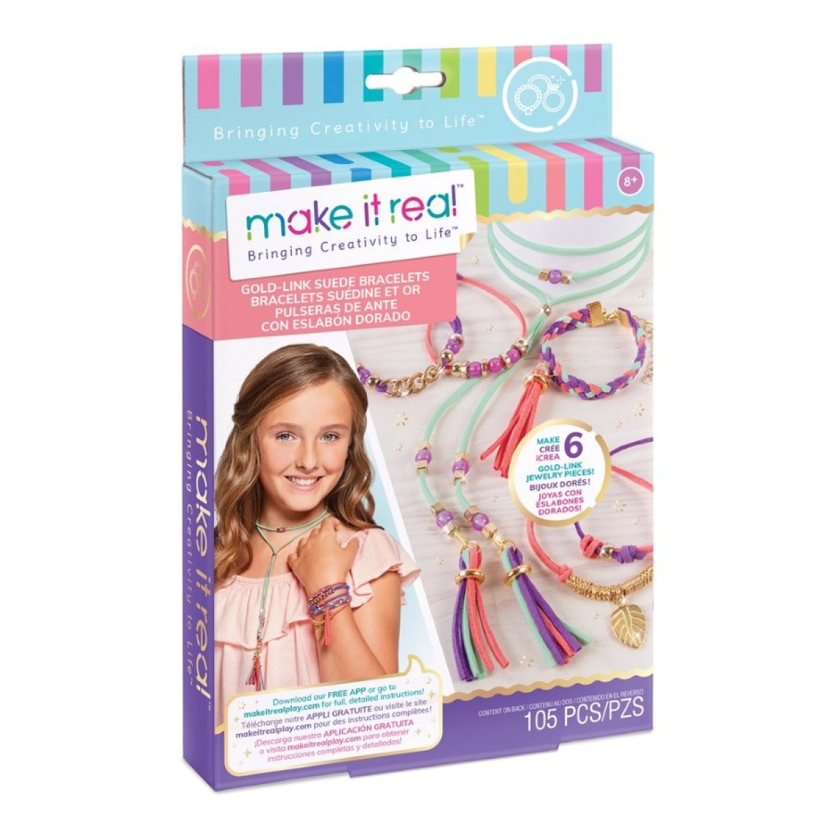 Make It Real Gold Link Suede Bracelets | Toys | Casey's Toys