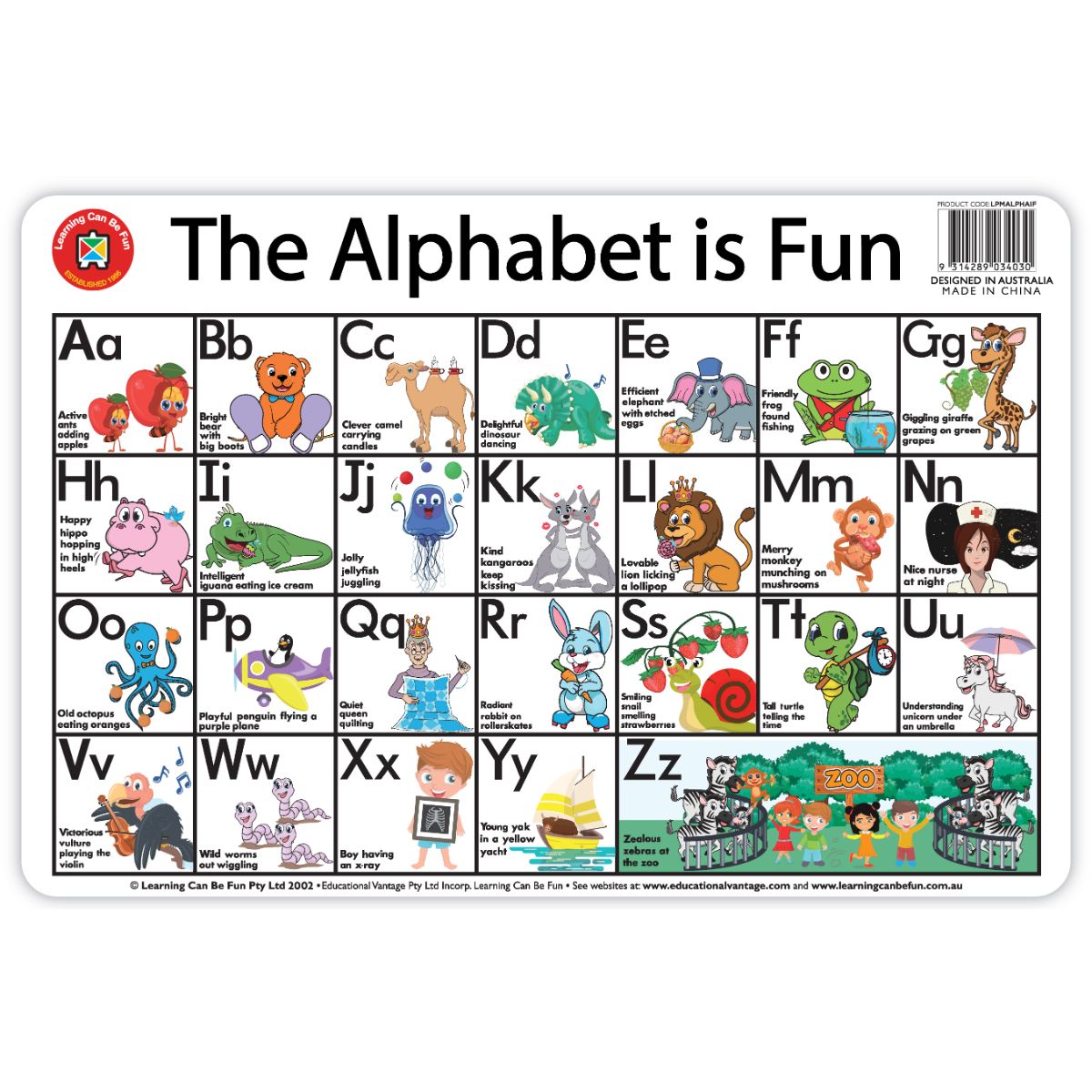 Placemat The Alphabet Is Fun Toys Caseys Toys
