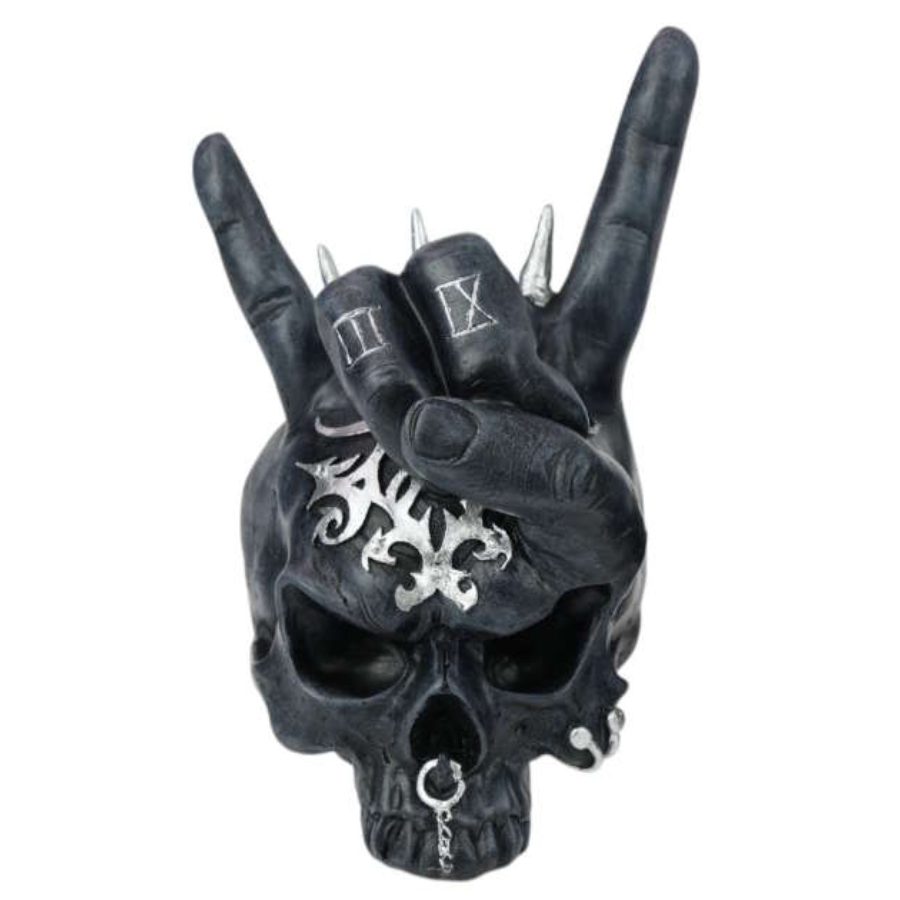 Skull With Rude Finger 19cm Assorted