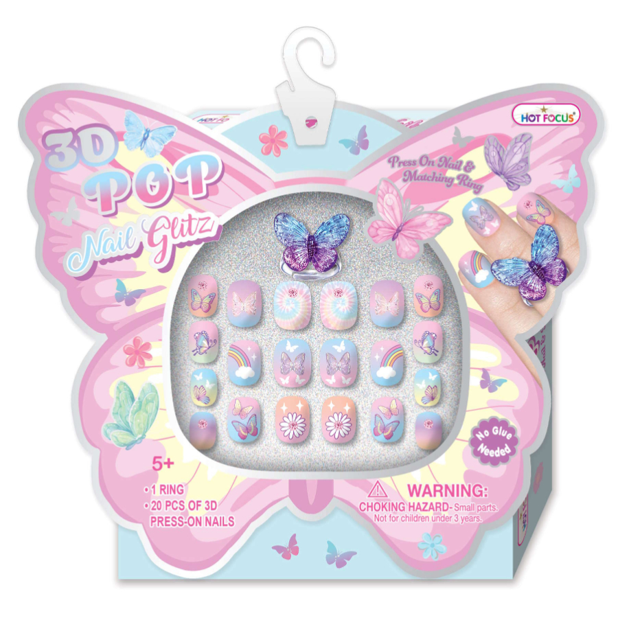 Pop Nail Glitz Butterfly Theme Press On Nails & Ring
