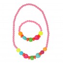 Fluorescent Bead Necklace & Bracelet Set Assorted