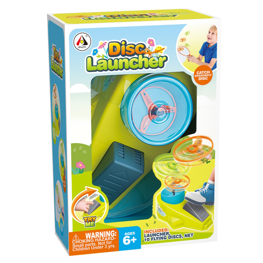 Disc Catching Game With Launcher, Net & 10 Catching Discs