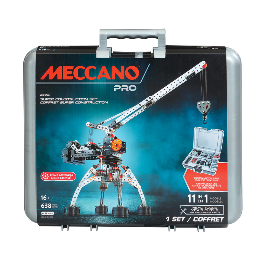 Meccano Pro Super Construction Set With Motor in Storage Case