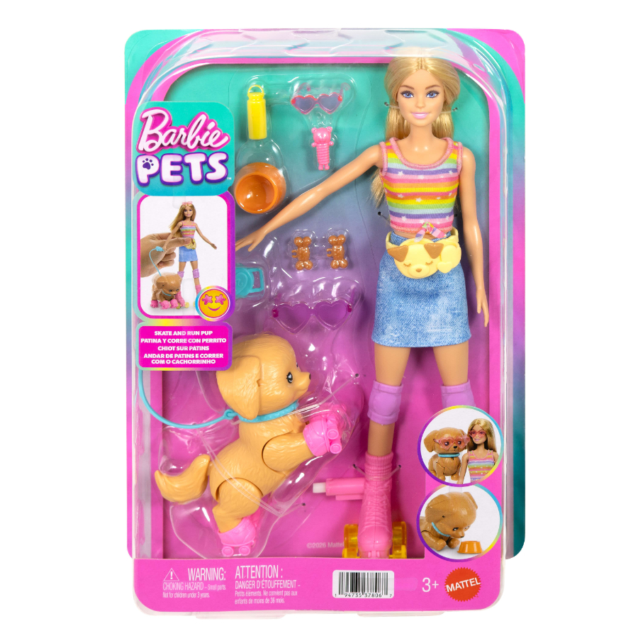 Barbie Skate N Run Doll With Puppy & Accessories