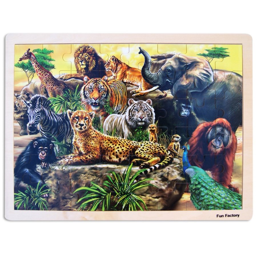 Wood Jigsaw 48 Piece Wild Animals