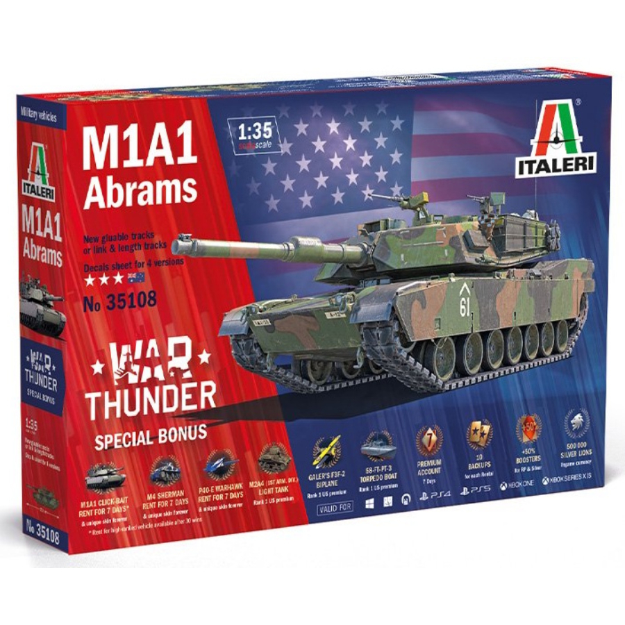 Italeri Model Kit 1:35 M1A1 Abrams War Thunder Edition Australia Decals